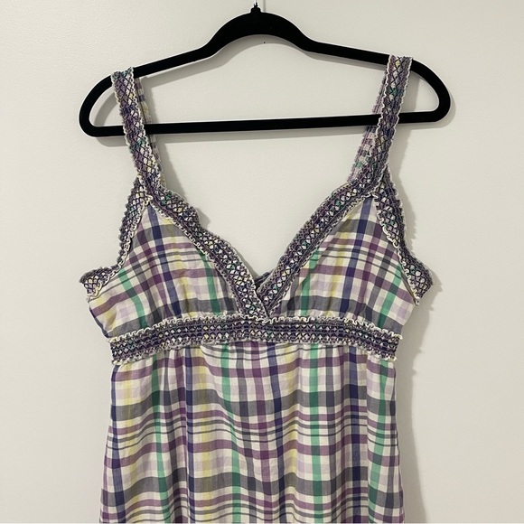 Aritzia | Talula Plaid Ruffle Cotton Midi Dress Sleeveless Small - Picture 4 of 7
